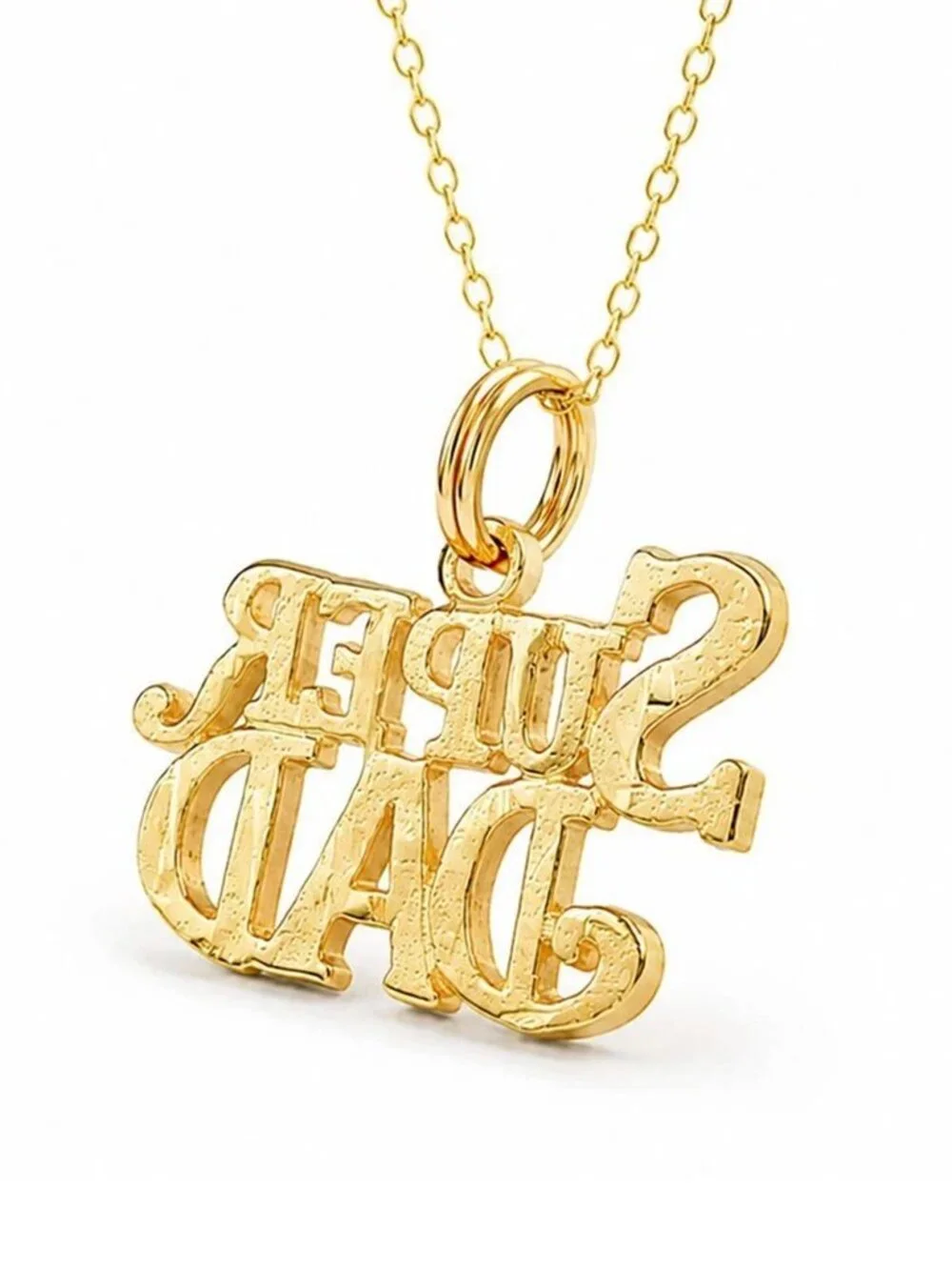Super Dad Pendant Solid 14k Yellow Gold